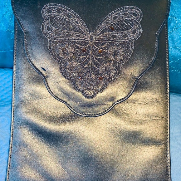 VINTAGE Stuart Weitzman• Metallic Gold-• Leather•• Crossbody/Shoulder bag - Picture 5 of 12